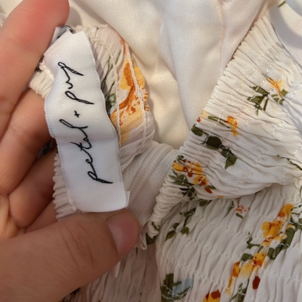 Petal & Pup White Floral Midi Dress with Yellow Blooms - Picture 7 of 7
